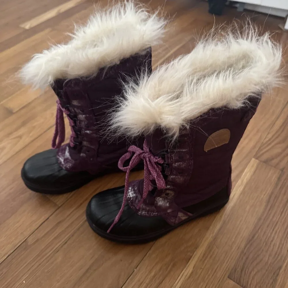 Sorel Tofino Waterproof Winter Boots Big Kids Youth Purple Lace Up Snow Size 3